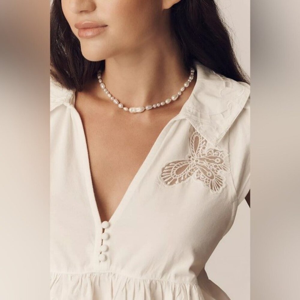 NWT Size XL - Anthropologie Cutwork Babydoll Blouse 100% Cotton (NWT US$ 88) - Picture 3 of 16